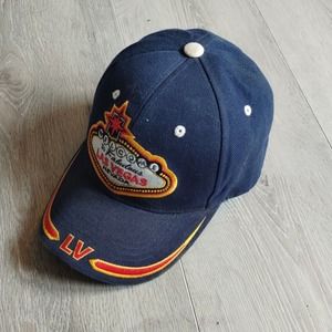 Vintage Las Vegas Hat Baseball Dad Cap Blue Red Nevada Adjustable Strap OSFA